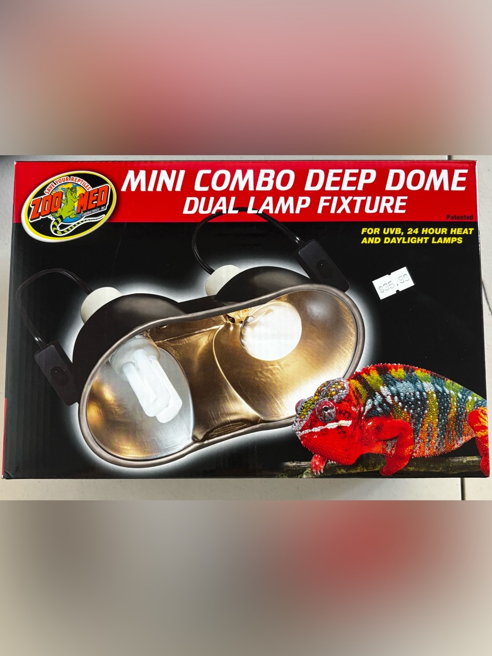 Zoo Med Polished Aluminum Mini Combo Deep Dome Dual Lamp Reptile Tank Fixture